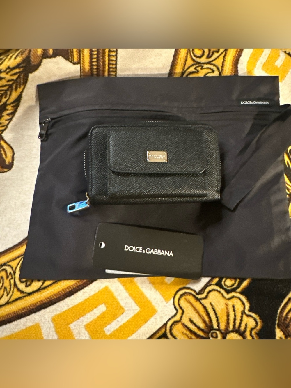 Dolce & Gabbana Men’s Black Dauphine Calfskin Textured Leather Wallet NWT